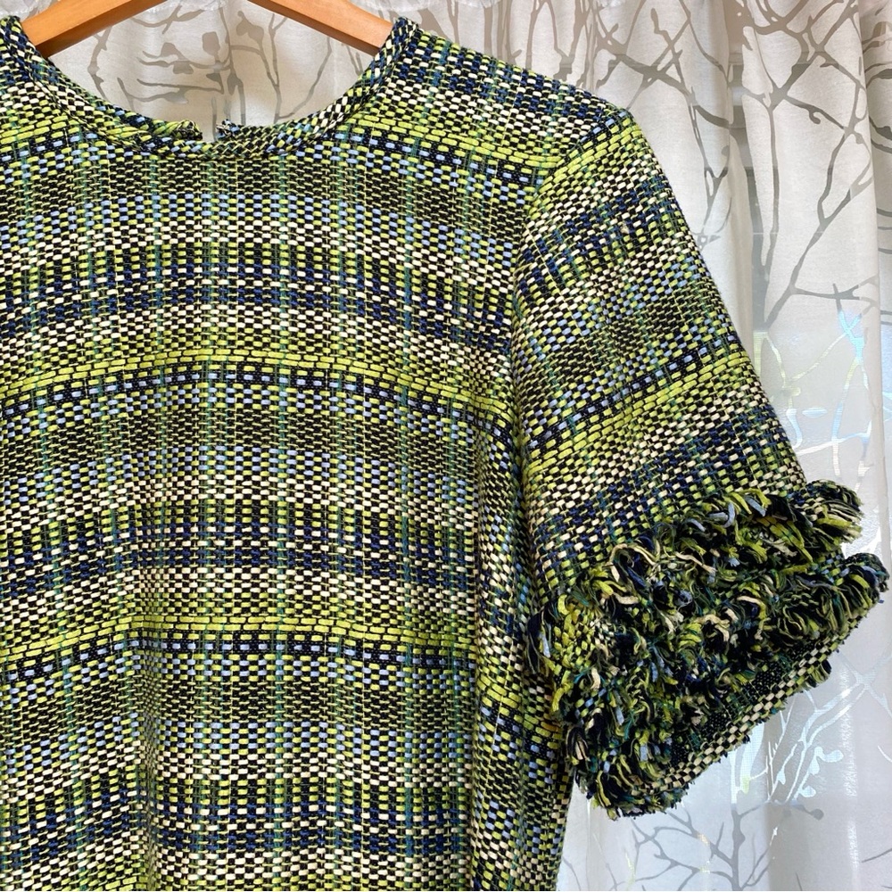 cinq a sept Green Tweed Mini Dress with Belt - Picture 8 of 13